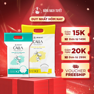 Combo 2 túi Bông tẩy trang làm sạch da: Mềm mịn 500gr + Sạch sâu 250gr - Calla Bông Bạch Tuyết 