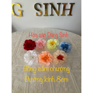 H718 Sỉ Sét 10 đầu bông cẩm chướng 8cm hoa vải trang trí Tết, decor giỏ quà, tháp bánh kẹo, oản tài lộc, bó hoa, sự kiện