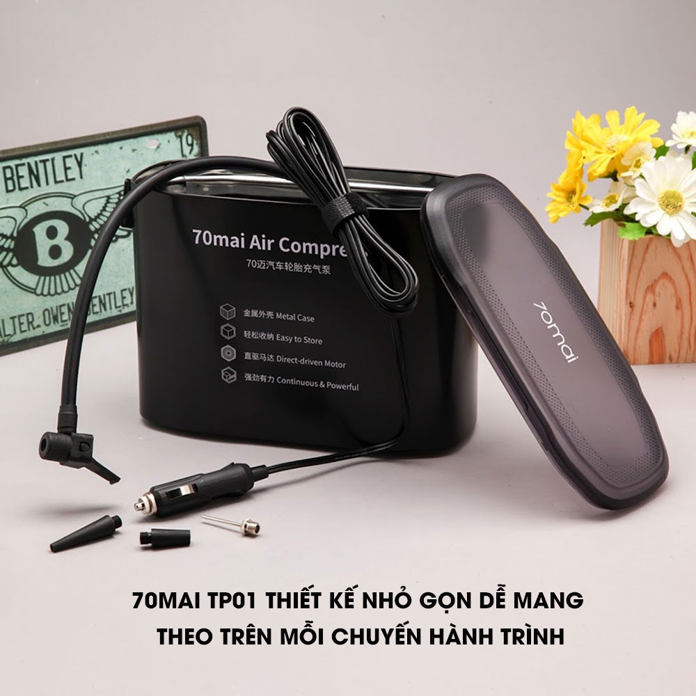 Máy bơm hơi xe ô tô 70mai TP01, Máy bơm lốp 70mai 12V bảo hành 6 tháng