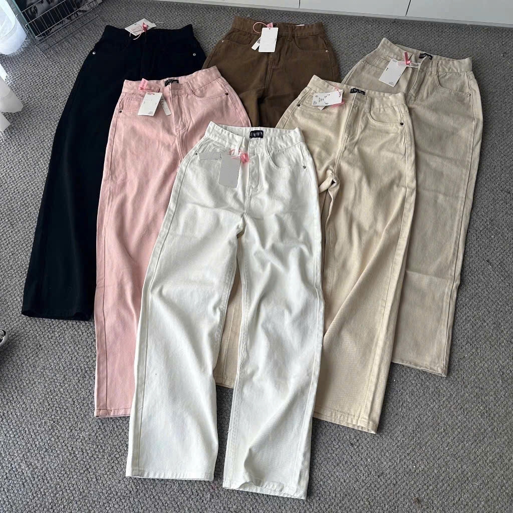 [ORAL1940] QUẦN JEANS ỐNG RỘNG NỮ LƯNG CAO MÀU TRẮNG ĐEN HỒNG KEM NUDE LAI CUỐN TÔN DÁNG XỊN SÒ CHẤT