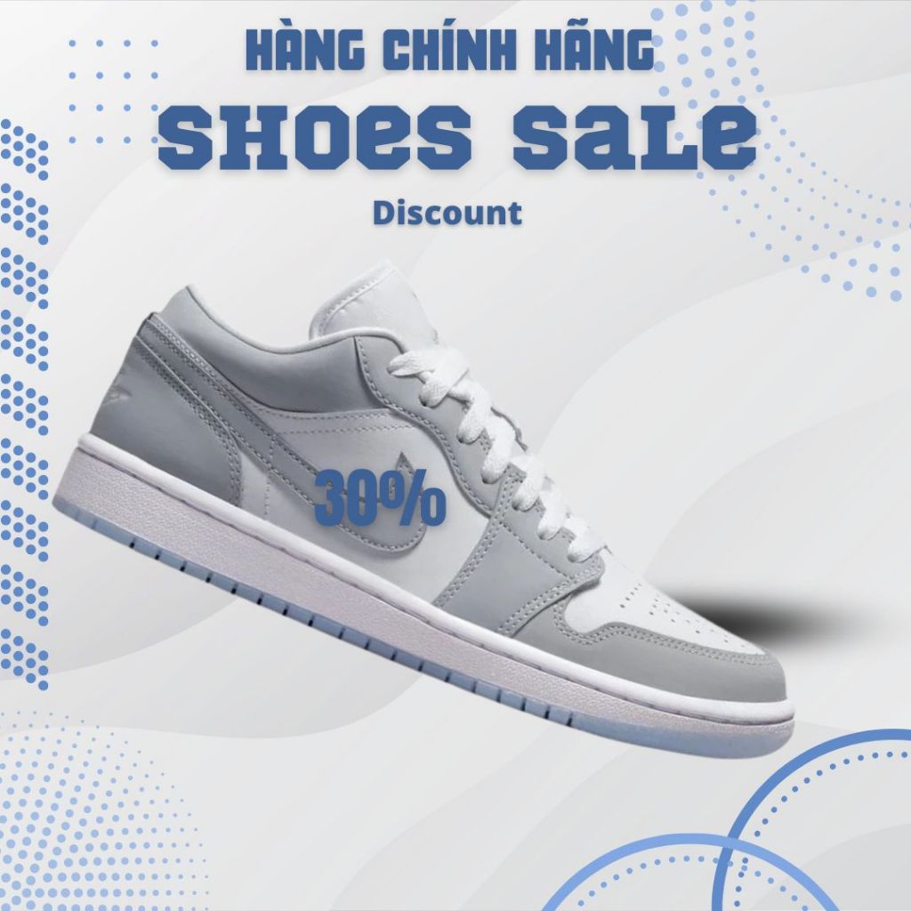 [CHÍNH HÃNG] Giày thể thao nam nữ trắng xám giày AIR JORDAN 1 LOW WHITE WOLF GREY - NAWWG