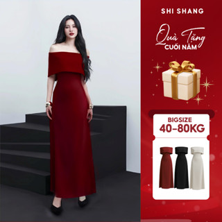 Váy đầm cup xoè dáng dài kèm bản trễ vai mặc 4 KIỂU, đầm dự tiệc cao cấp tặng vòng Choker Shi Shang