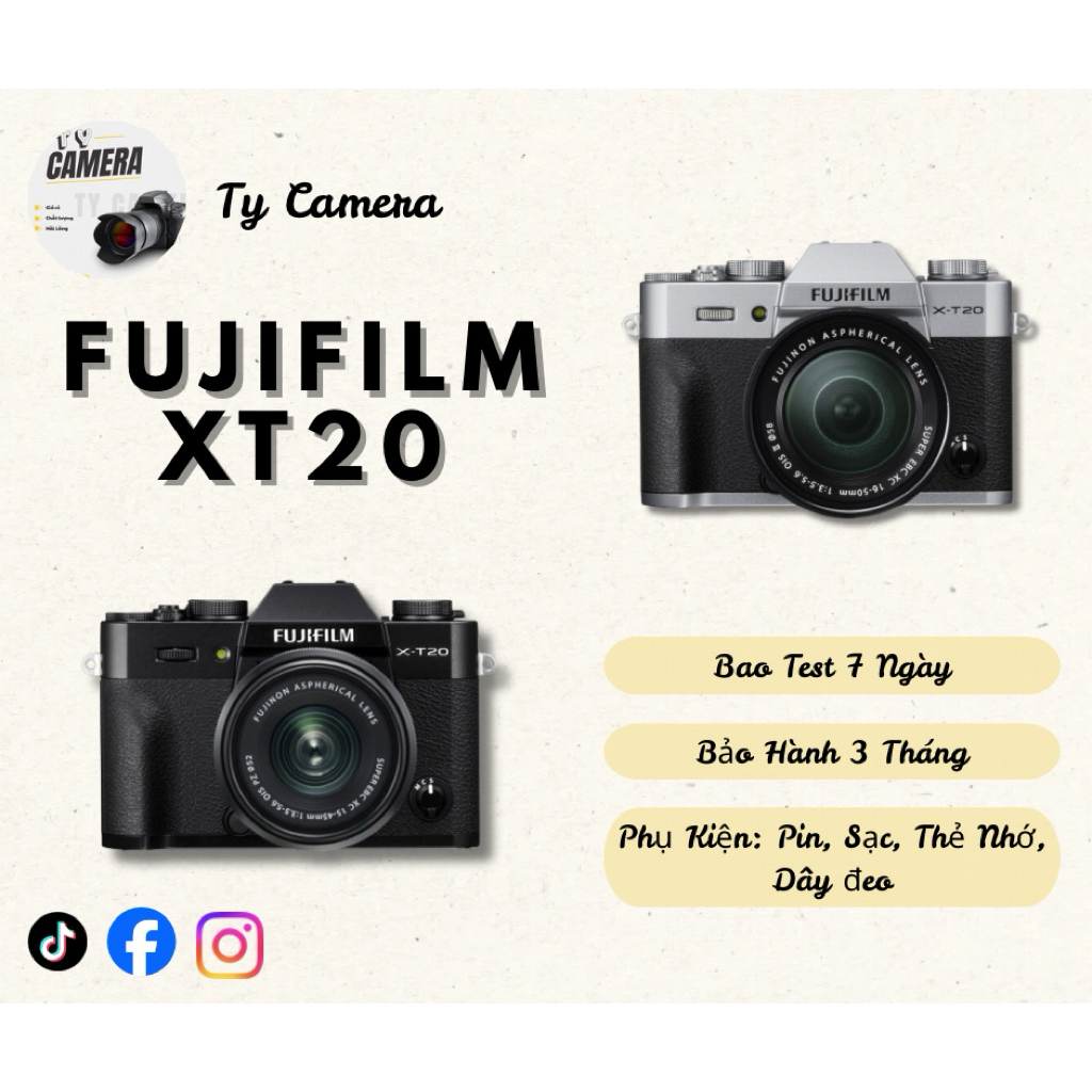 Máy ảnh FUJIFILM XT20 mới 96-98% đẹp không lỗi (kèm full phụ kiện)