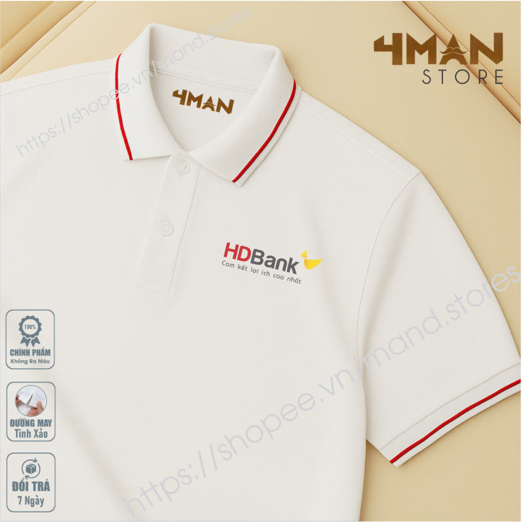 Áo thun Polo HDBANK - Vải thun Cá sấu CVC Cao Cấp Dày Mịn Thoáng Mát, Bền Màu CHống nhăn - 4Man Stor