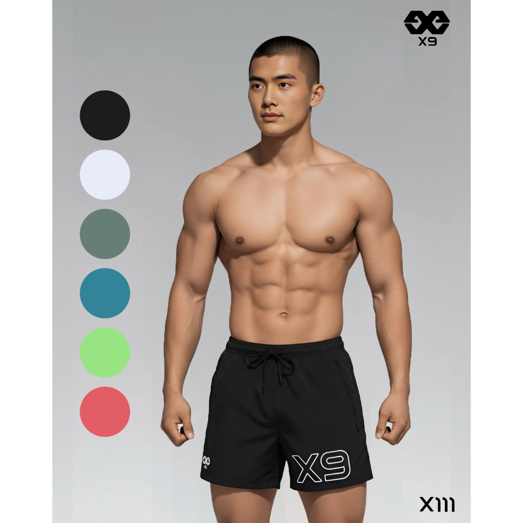 Quần Thể Thao Nam Ngắn Siêu Nhẹ Nhanh Khô 5 Inch In Chữ X9  Tập Gym Chạy Bộ Pickleball- X111 - X9 Sp