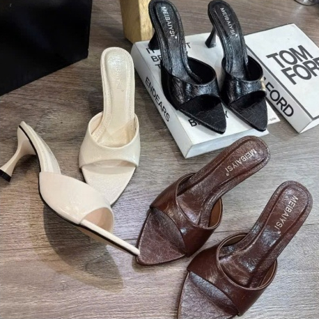 DÉP CAO GÓT 7 CM QUAI ÊM SI MỠ NHĂN CÁ TÍNH , 3 MÀU ĐEN KEM NÂU , _NGOC TRINH STORE_MÃ002_L2B. | BigBuy360 - bigbuy360.vn