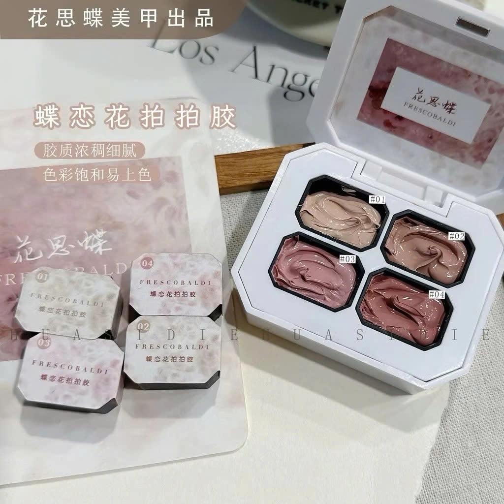 Hộp gel dặm Ombre Frescobaldi 4 ô tông nude che khuyết điểm nail