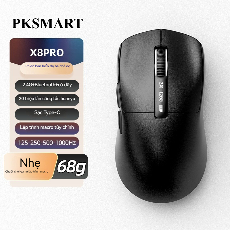 Chuột Gaming 3 Chế Độ Kết Nối - PKSMART x X3PRO X8PRO - Pin Trâu 500mAh - Trọng Lượng Nhẹ - App Chỉn