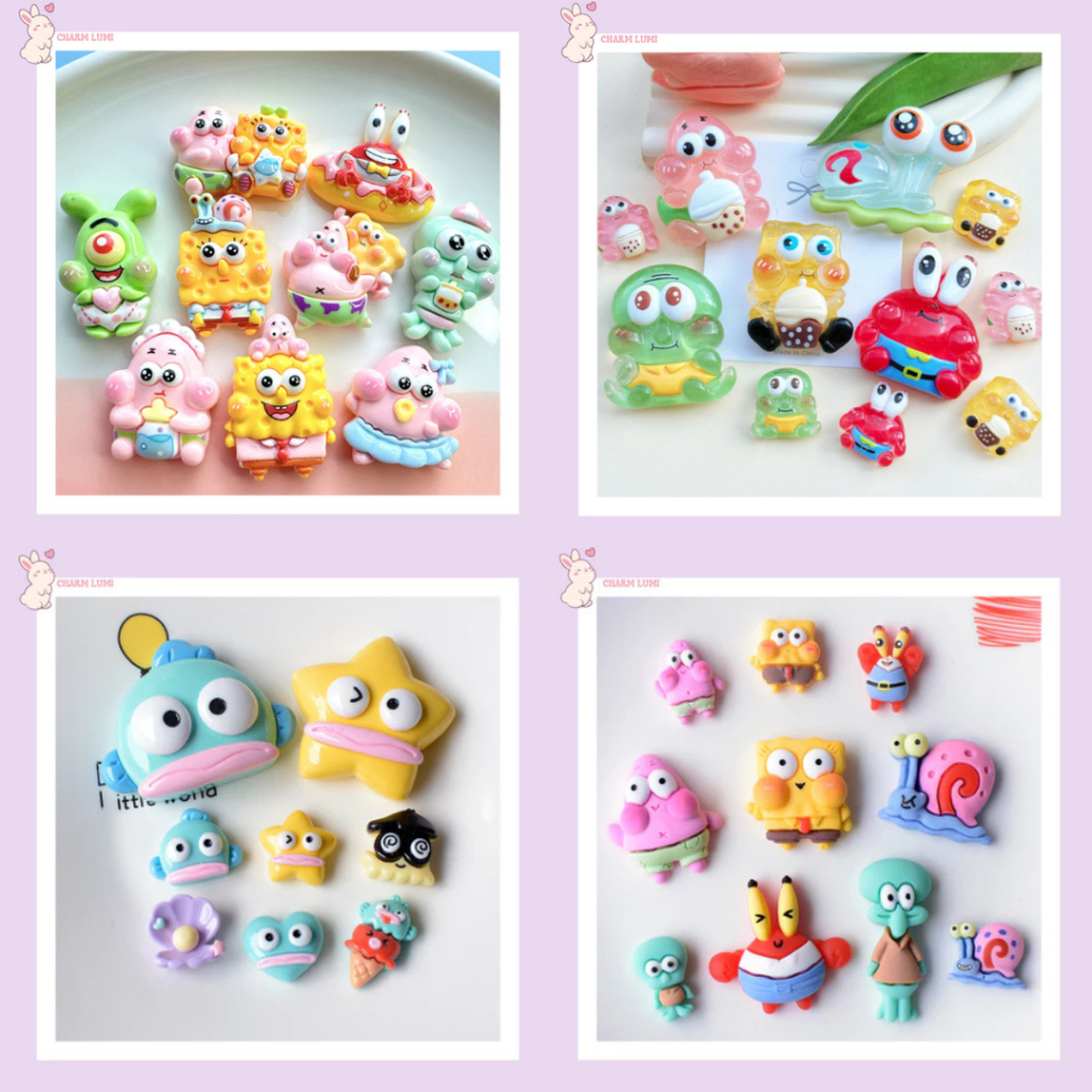 CHARM NHỰA BỌT BIỂN SPONGEBOB VÀ SAO BIỂN PATRICK – PHỤ KIỆN DECOR DIY, TRANG TRÍ CHARM LUMI