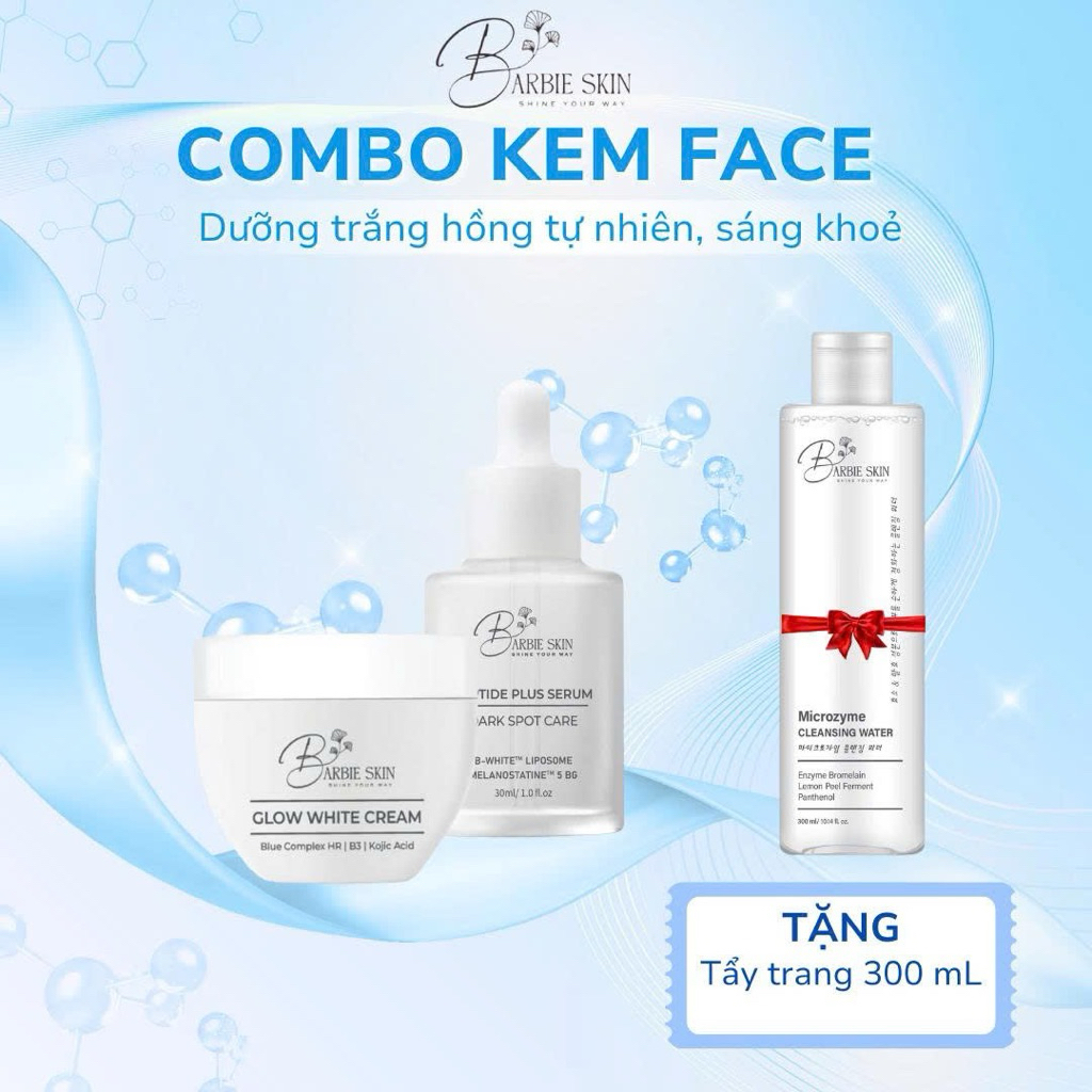 [TẶNG NƯỚC TẨY TRANG 300ml] COMBO KEM FACE ĐÊM BARBIE SKIN