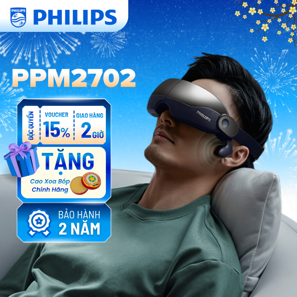 Máy Massage Mắt PHILIPS 2702 - Massage Túi Khí Thư Giãn - Kết Nối Bluetooth Nghe Nhạc