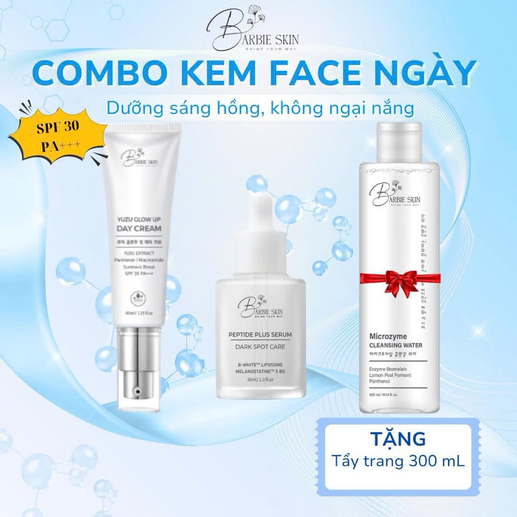 [TẶNG TẨY TRANG 300ML]  COMBO KEM FACE NGÀY BARBIE SKIN