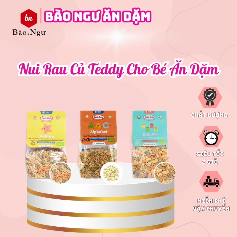 Nui Rau Củ Hữu Cơ Ăn Dặm Cho Bé Dalla Costa 200 gram cho bé từ 8 tháng tuổi - NUI ALB GOLD
