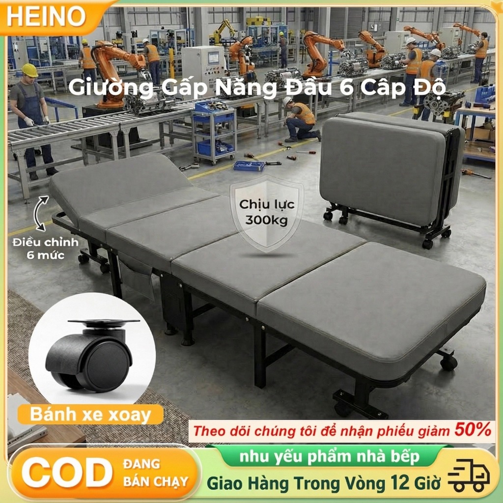 HEINO Giường Gấp Thông Minh Cho Công Nhân Điều Chỉnh Đầu 5 Nấc Di Chuyển Dễ Dàng Giá Chỉ Dưới 900K | BigBuy360 - bigbuy360.vn