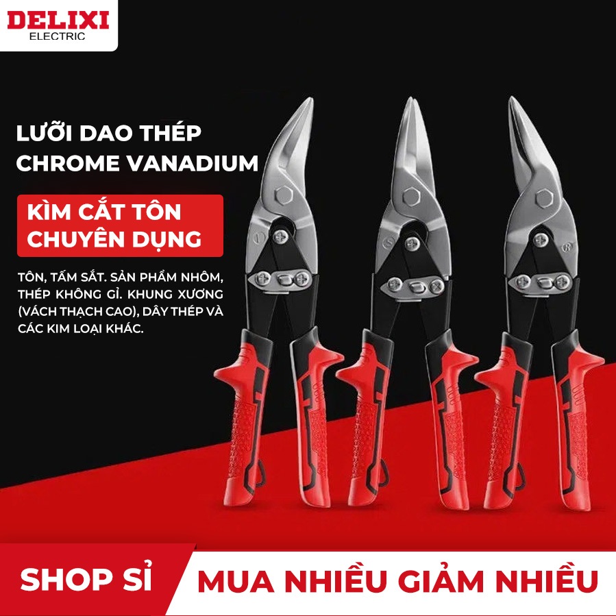 [GIÁ SỈ] Kéo Cắt Tôn Delixi 244-285mm Kéo Cắt Khung Xương Thạch Cao Cắt Thẳng, Cắt Trái, Cắt Phải