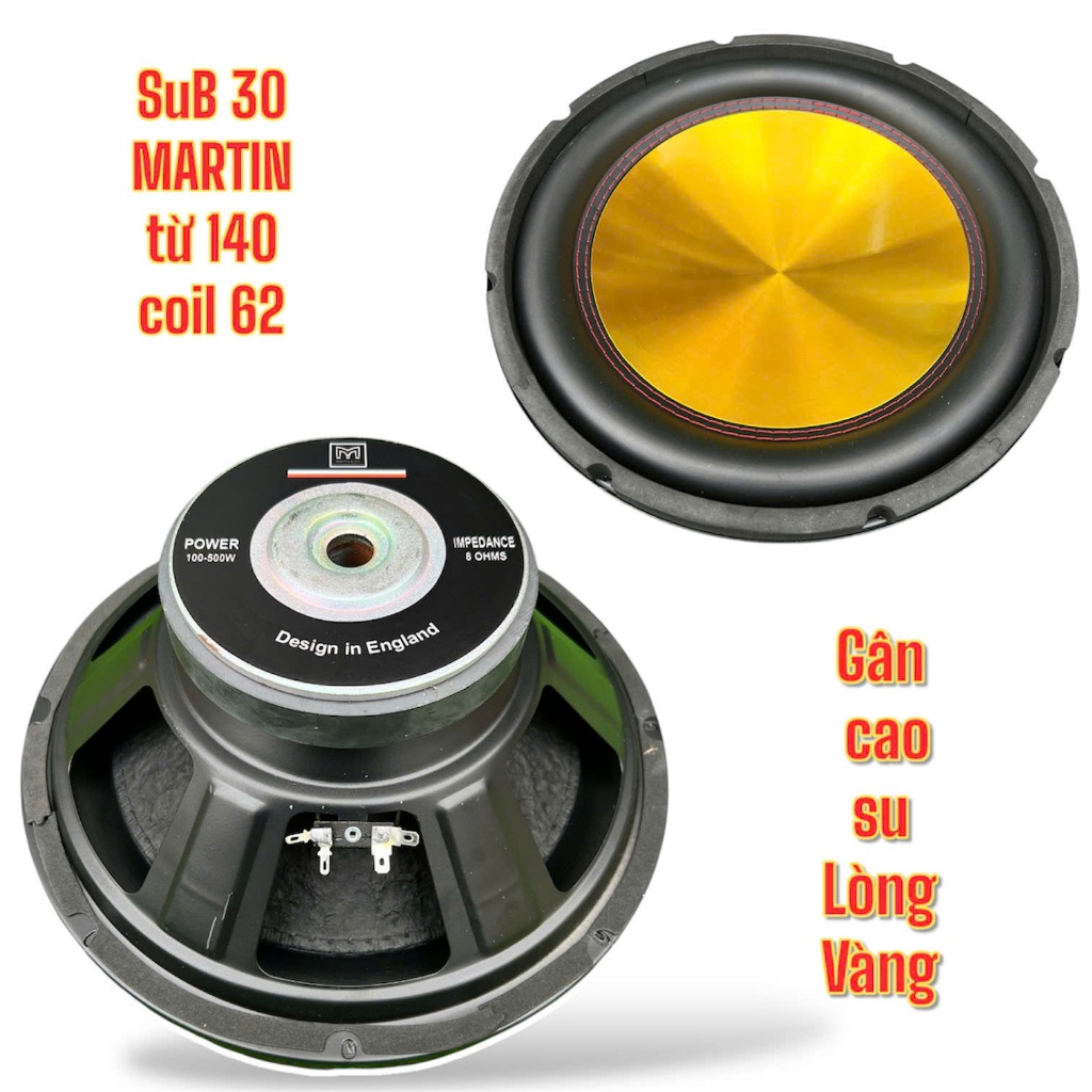 loa sub 30 MARTIN coil 62 từ 140 màng vàng - loa sub siêu trầm - làm sub hơi -sub điện - giá 1 cái