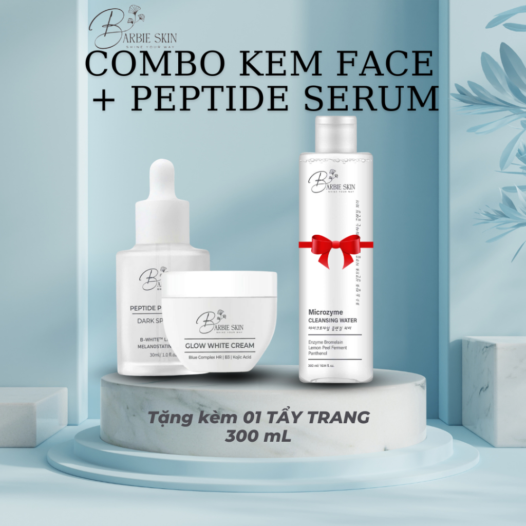 [TẶNG KÈM TẨY TRANG] COMBO KEM FACE ĐÊM + PEPTIDE PLUS SERUM BARBIE SKIN