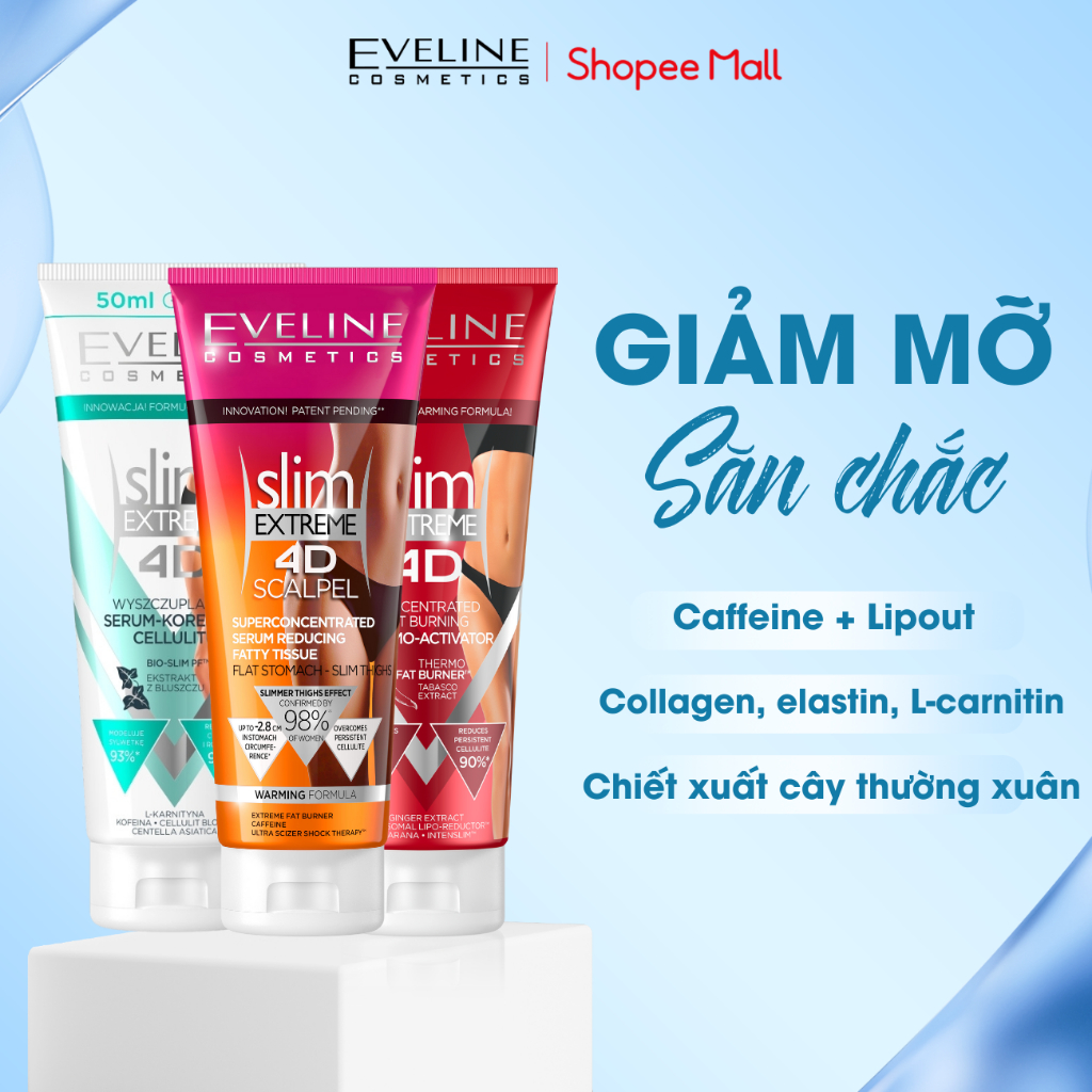 Kem tan mỡ Eveline giúp da săn chắc, giảm mỡ bụng tuýp 250ml
