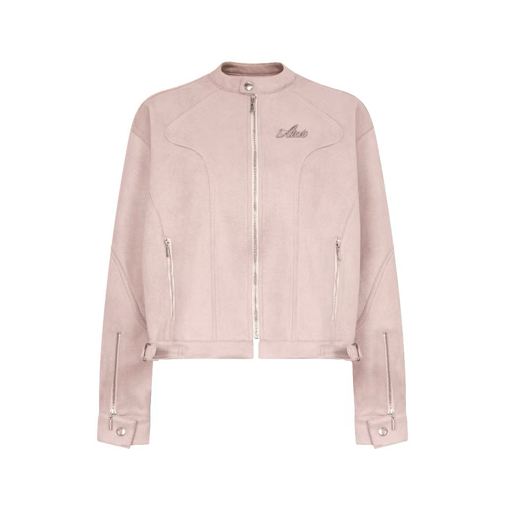 Áo Khoác Da Lộn Logo Kim Loại Aiai Suede Biker Jacket