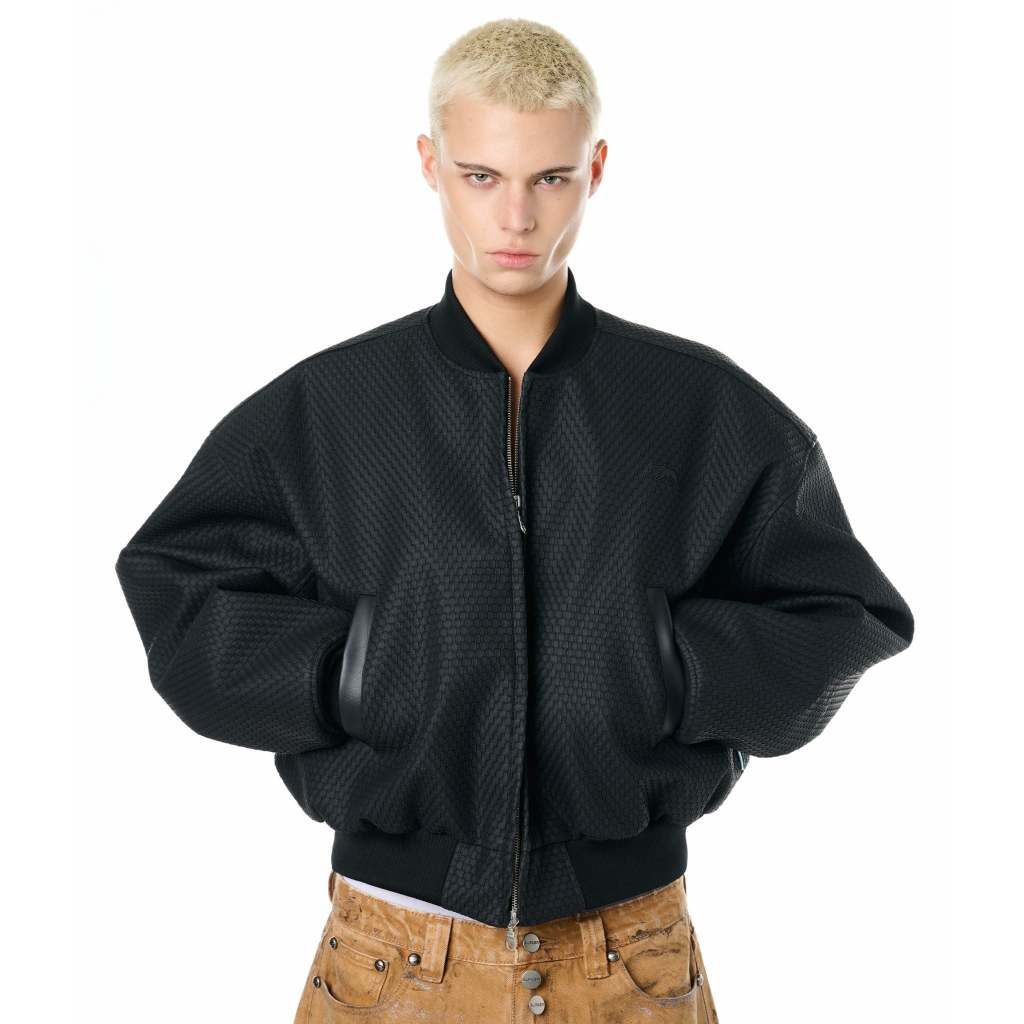 ÁO ALFAER "ALFAER" ALPHA LEATHER BOMBER - BLACK
