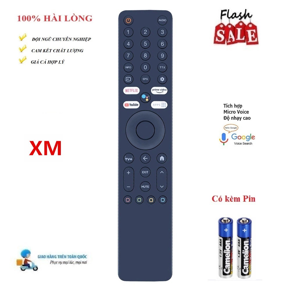 Remote Điều khiển giọng nói Xiao_mii 4 nút trắng-MI Q2 50 55 65 XMRM-ML-Hàng mới XỊN TặngPin_MẪU 10