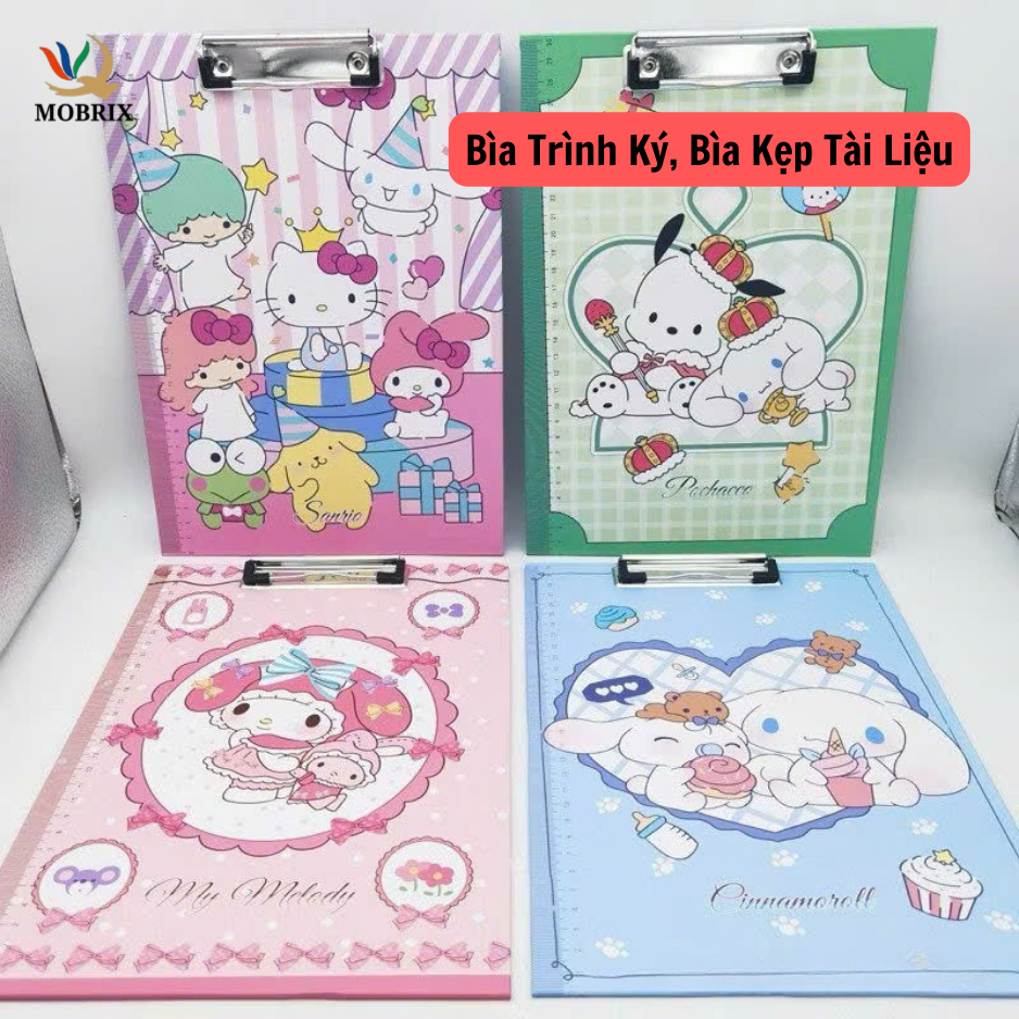 Kẹp Tài Liệu , Kẹp Trình Ký A4 MOBRIX Bìa Trình Ký A4 Kết Hợp Thước Kẻ Hoạ Tiết Cute