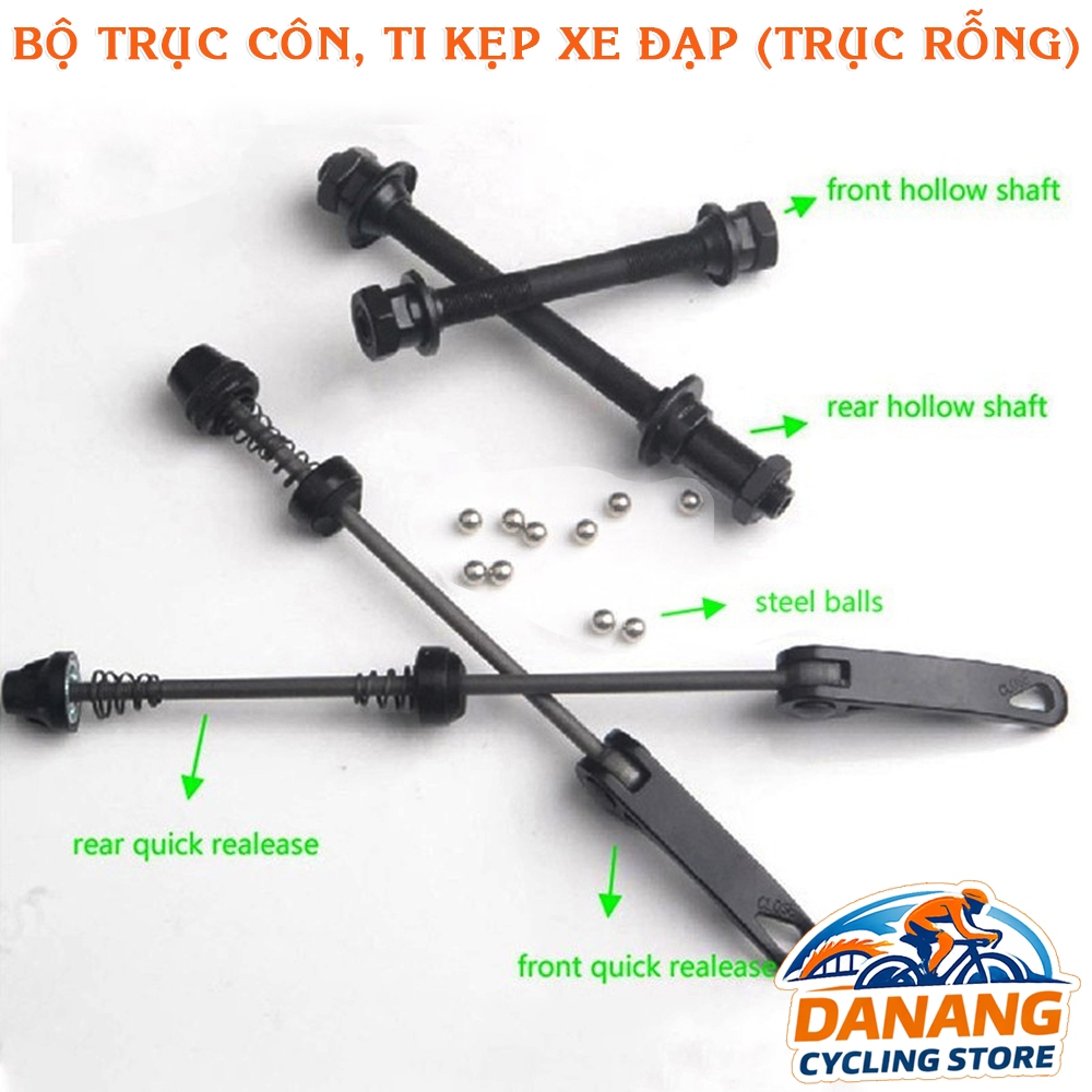 Bộ Trục Côn Ti Kẹp Moay Ơ Xe Đạp Trước Sau – Dùng Bi Rời