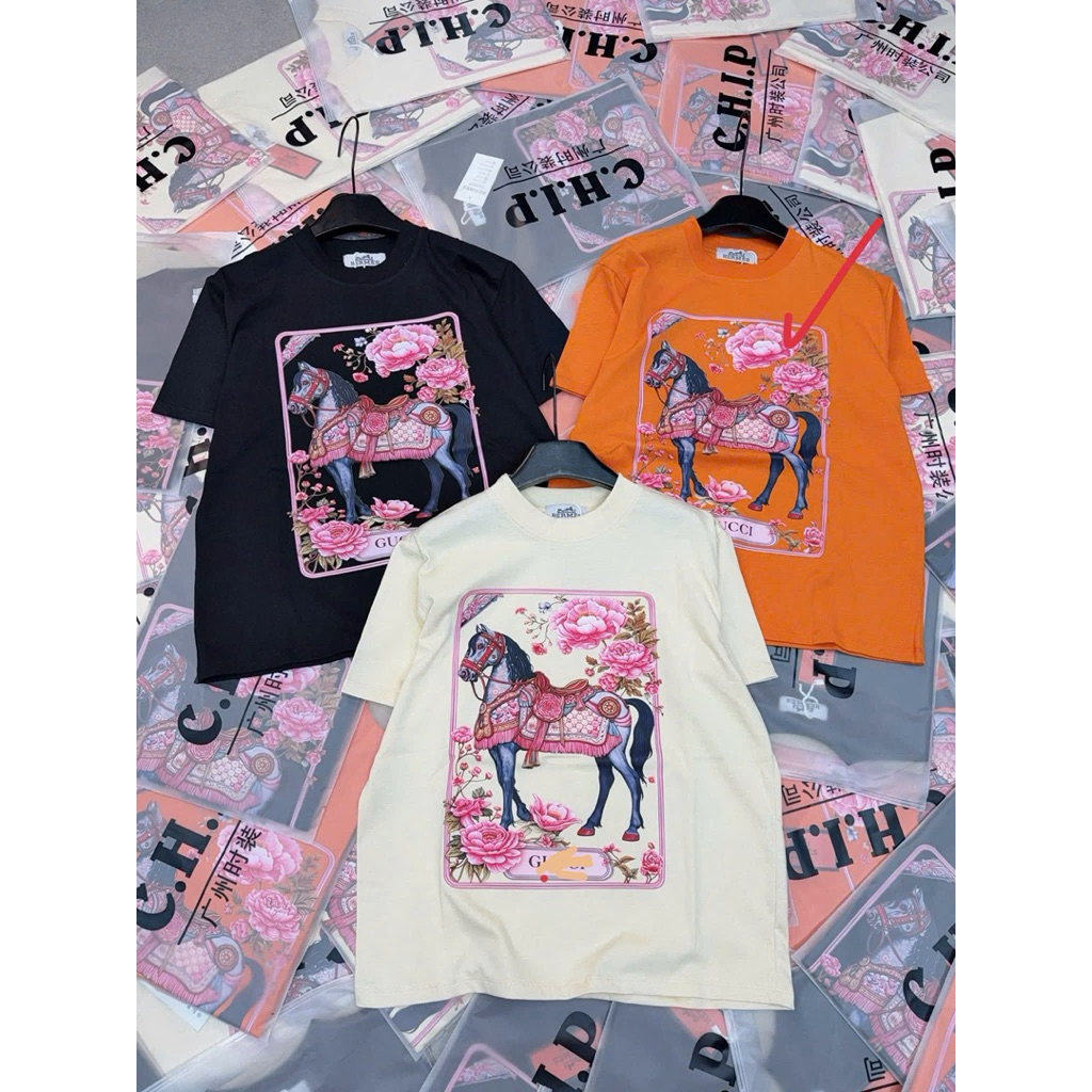 Áo thun ngựa hoa GC BIGSIZE 60kg -110kg [ Chất cotton tàu mềm mịn mát giãn 4c - không xù không nhăn 