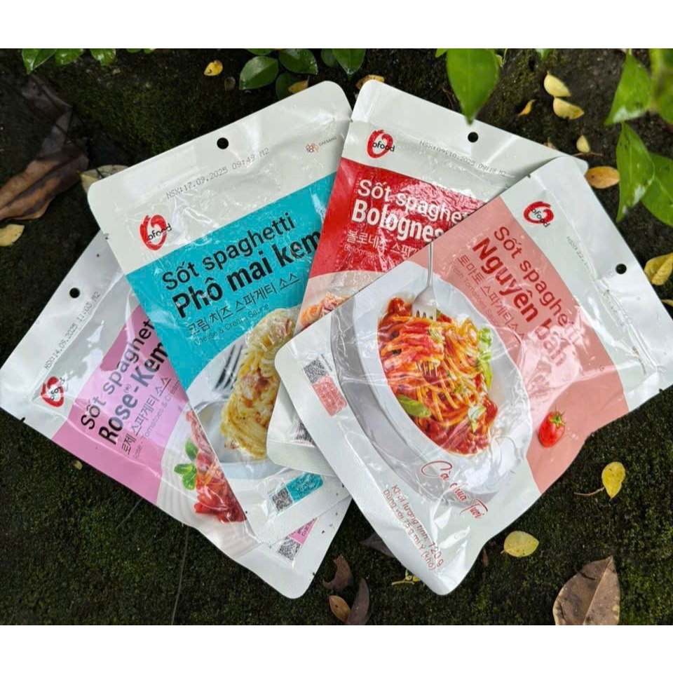 [Combo 4] Sốt spaghetti Ofood đủ 4 vị kem cà chua, nguyên bản, thịt bằm và phô mai kem chuẩn vị Hàn