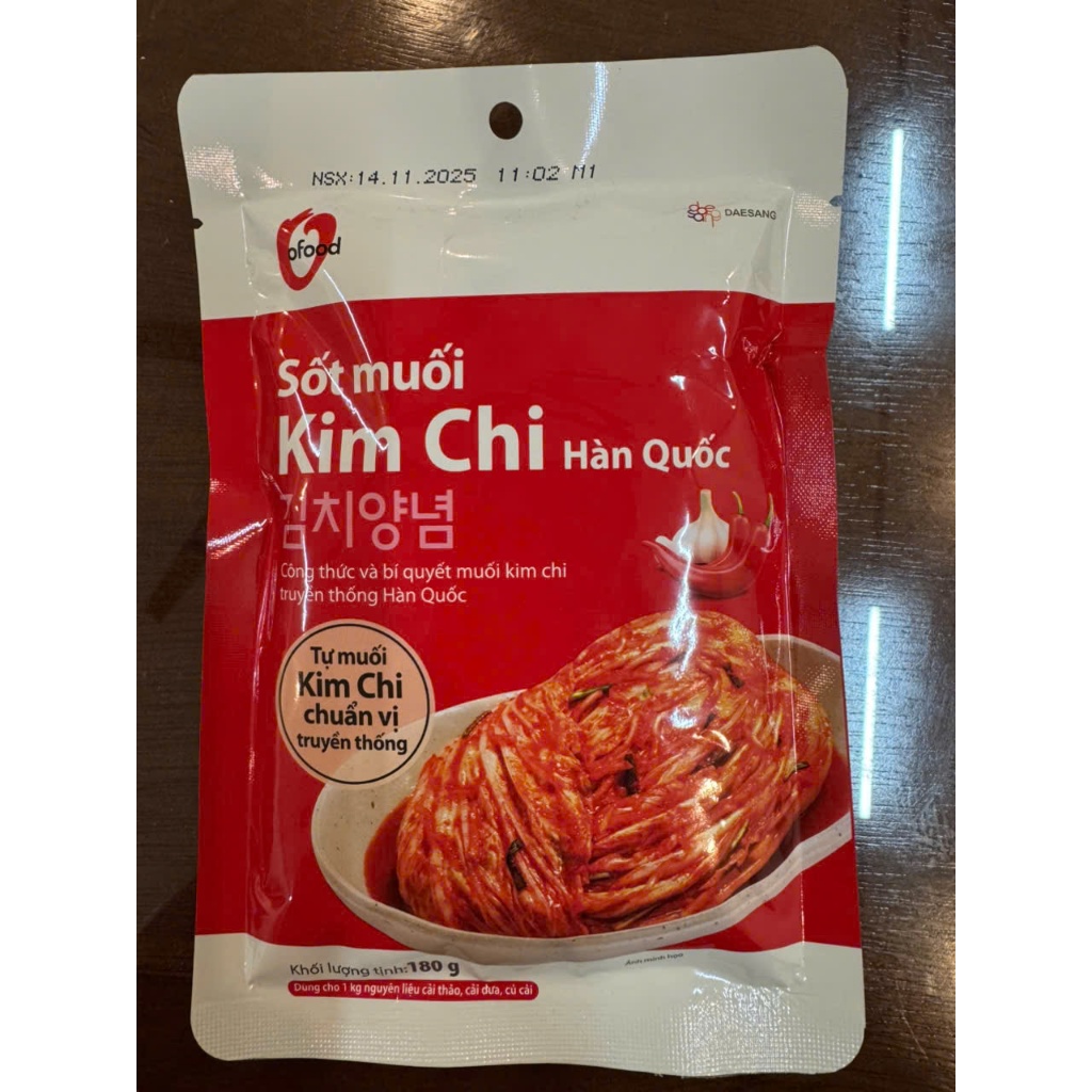Sốt muối kim chi Ofood 180g đủ 2 vị cay và cay dịu, chuẩn vị Hàn, phù hợp với 1kg rau củ