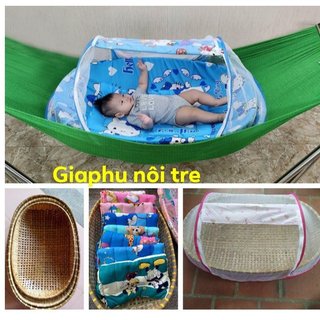 Full Bộ Nôi Tre Đặt Võng Cho Bé - Hàng Xuất Khẩu Hun Khói Kỹ