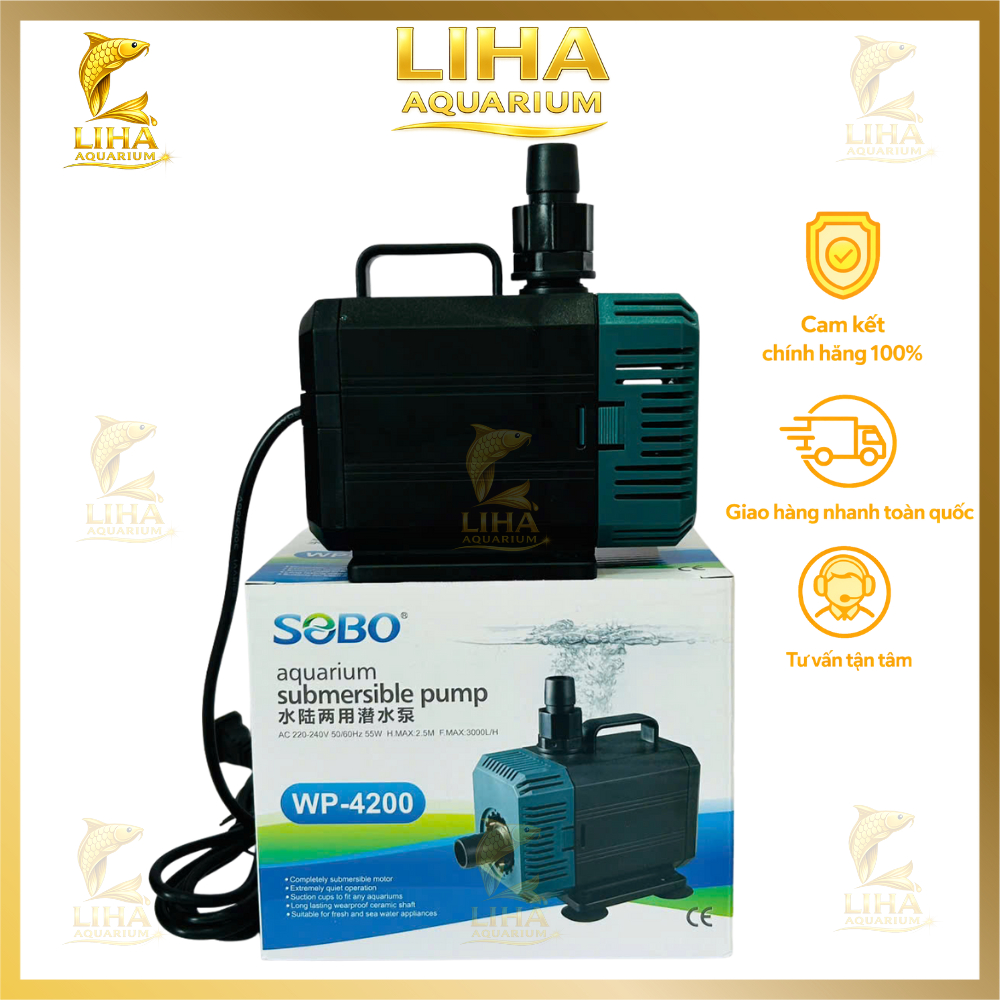 Máy Bơm Nước Sobo WP4200 (55W-3000L/H-2.5M) - Máy Bơm Hút Cặn Cho Hồ Cá