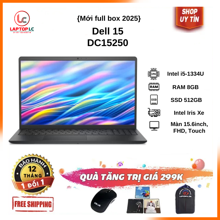 [Mới 100%] Dell 15 DC15250 2025 (Core i5 1334U, Ram 8GB, SSD 512GB, Màn 15.6 FHD Touch)