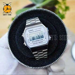 Đồng hồ  Nam casio unisex A168 Full Box cổ điển, chống nước, dây thép không gỉ, lịch sự, thời trang