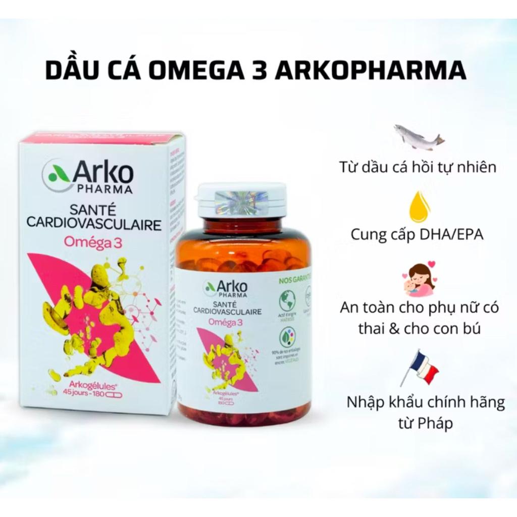 Viên uống Omega 3 Arkopharma Omega Origine Marine 180 viên - Hàng Pháp