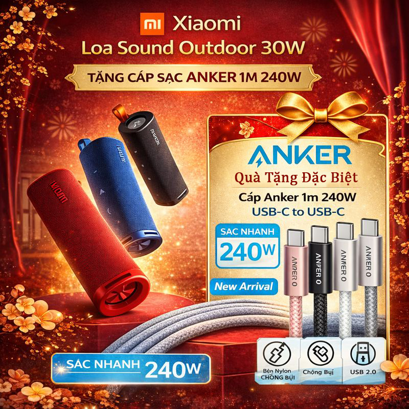 Loa Bluetooth Xiaomi Sound Outdoor 30w Bass Mạnh Mẽ - Pin tới 12 Giờ - Bảo Hành 12 Tháng