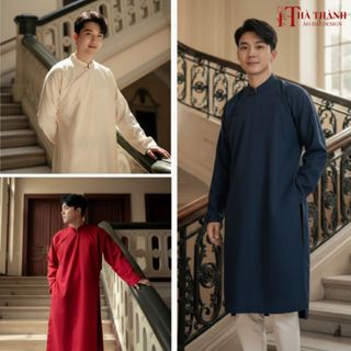Áo dài Nam dáng Ngũ Thân mang đậm nét của vẻ đẹp truyền thống, chất vải dày dặn_HT Áo Dài Hà Thành
