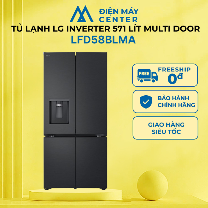 Tủ lạnh LG French Door màu đen lì 571L LFD58BLMA - Ngăn đông mềm - Freeship Hà Nội
