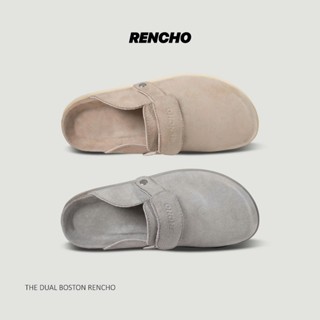 RENCHO PREMIUM Dép Nam Nữ da bít mũi BOSTON DUAL LÓT DA BÒ NGUYÊN TẤM đế trấu định hình lòng bàn chân, tăng chiều cao