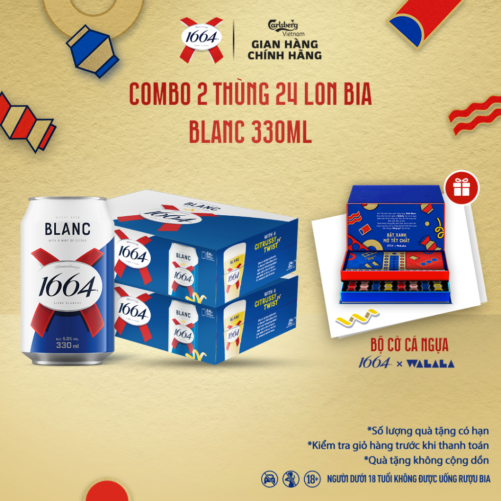 Combo 2 Thùng 24 lon Bia Pháp Kronenbourg 1664 Blanc (330ml/lon) - Độ cồn 5%