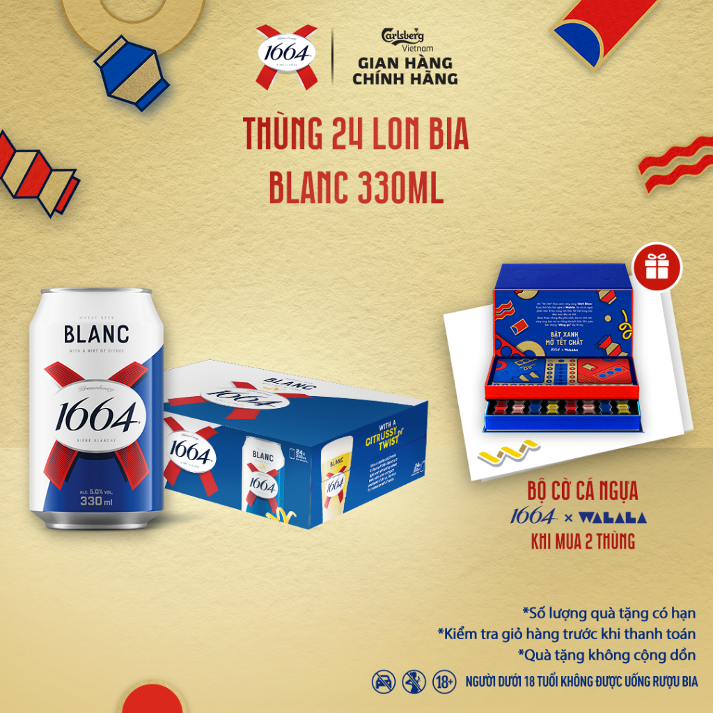 Thùng 24 lon Bia Pháp Kronenbourg 1664 Blanc (330ml/lon) - Độ cồn 5%