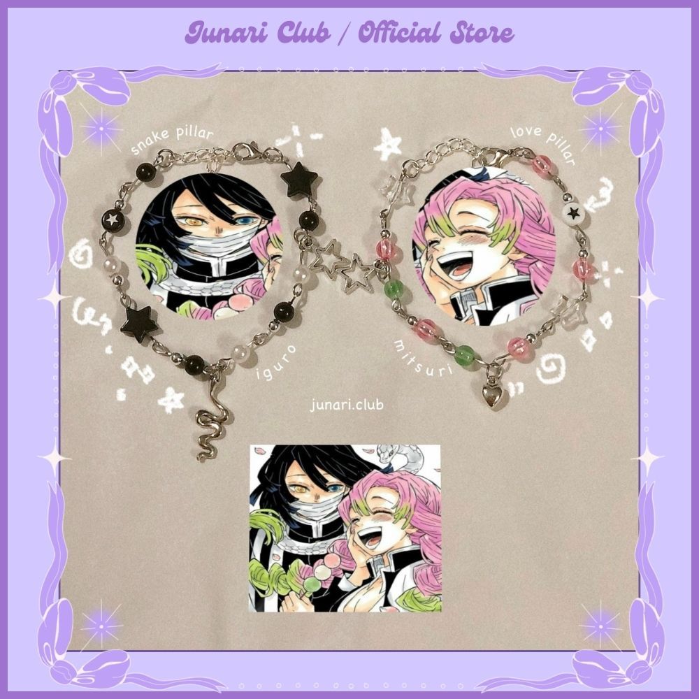 Vòng tay handmade Iguro x Mitsuri couple bracelet - Vòng tay đôi kimetsu no yaiba anime