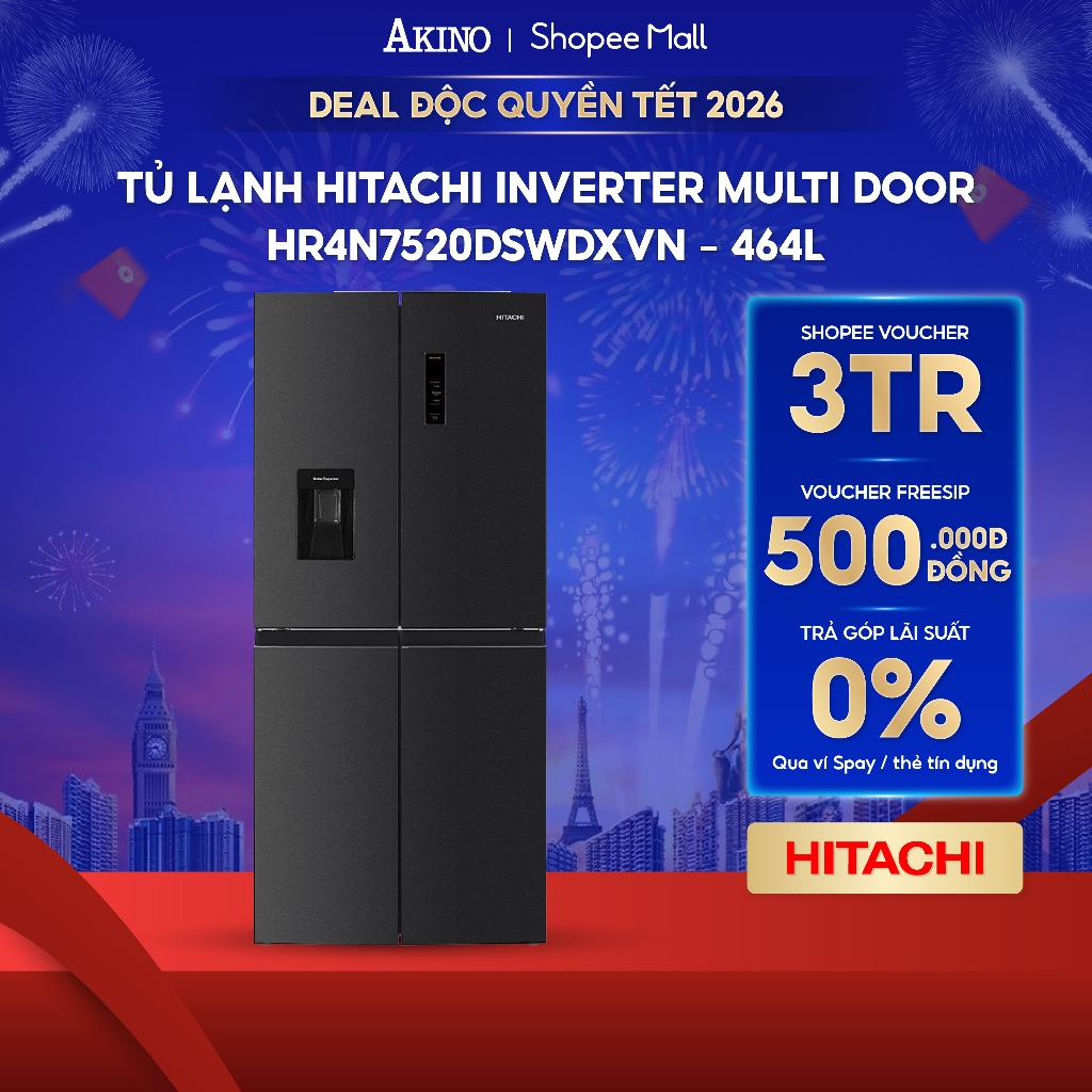 Tủ lạnh Hitachi Inverter 464 lít Multi Door HR4N7520DSWDXVN - Hàng Chính Hãng