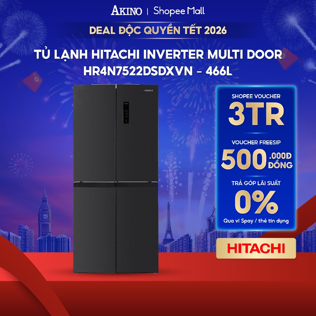 Tủ lạnh Hitachi Inverter 466 lít Multi Door HR4N7522DSDXVN - Hàng Chính Hãng