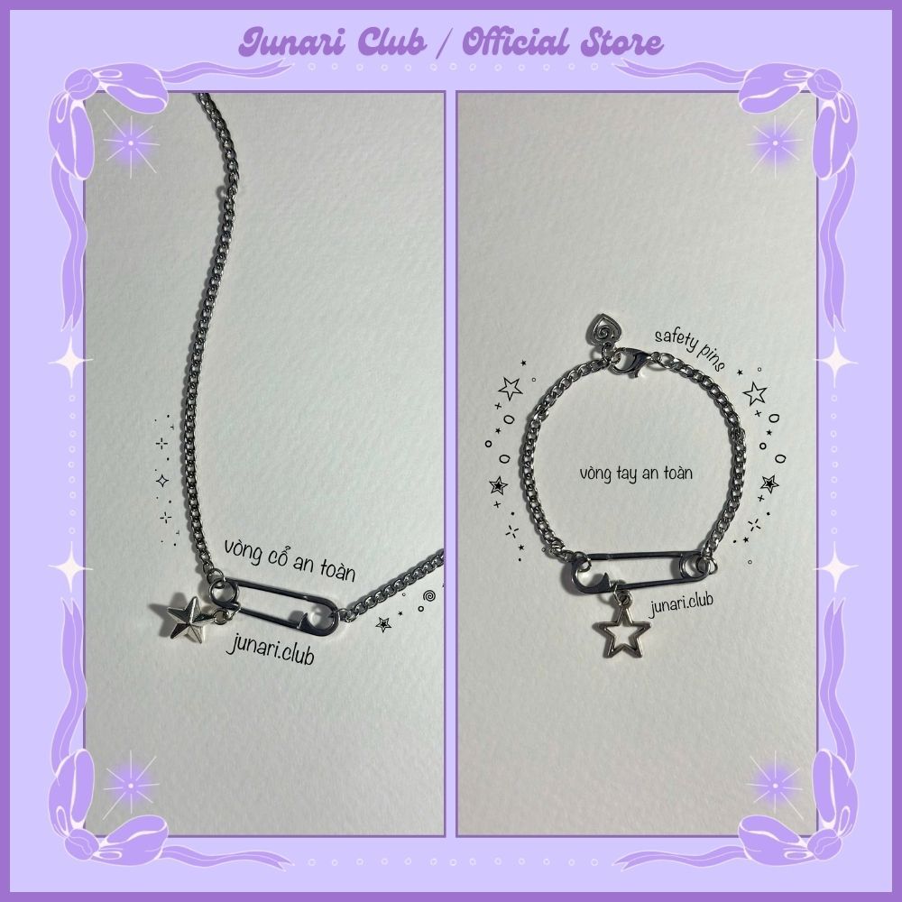 Vòng tay / vòng cổ thép không gỉ safety pins , vòng tay an toàn - Junari Club