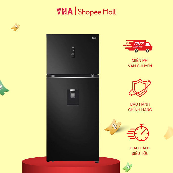 Tủ lạnh LG ngăn đá trên Smart Inverter™ với công nghệ Hygiene Fresh 374L màu đen GN-D372BLA