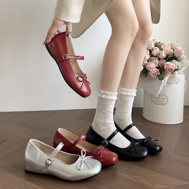 Giày Mary Jane Nữ Màu Đỏ Mũi Vuông Cổ Thấp Kiểu Pháp, Mẫu Mới Mùa Hè 2026 Đa Năng MSP A867