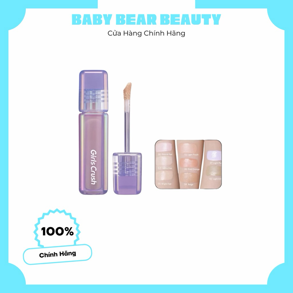 [GIRLS CRUSH] Kem Làm Sáng Che Khuyết Điểm Girls Crush Matte Velvet Concealer Mỏng Mịn, Hiệu Ứng Tra