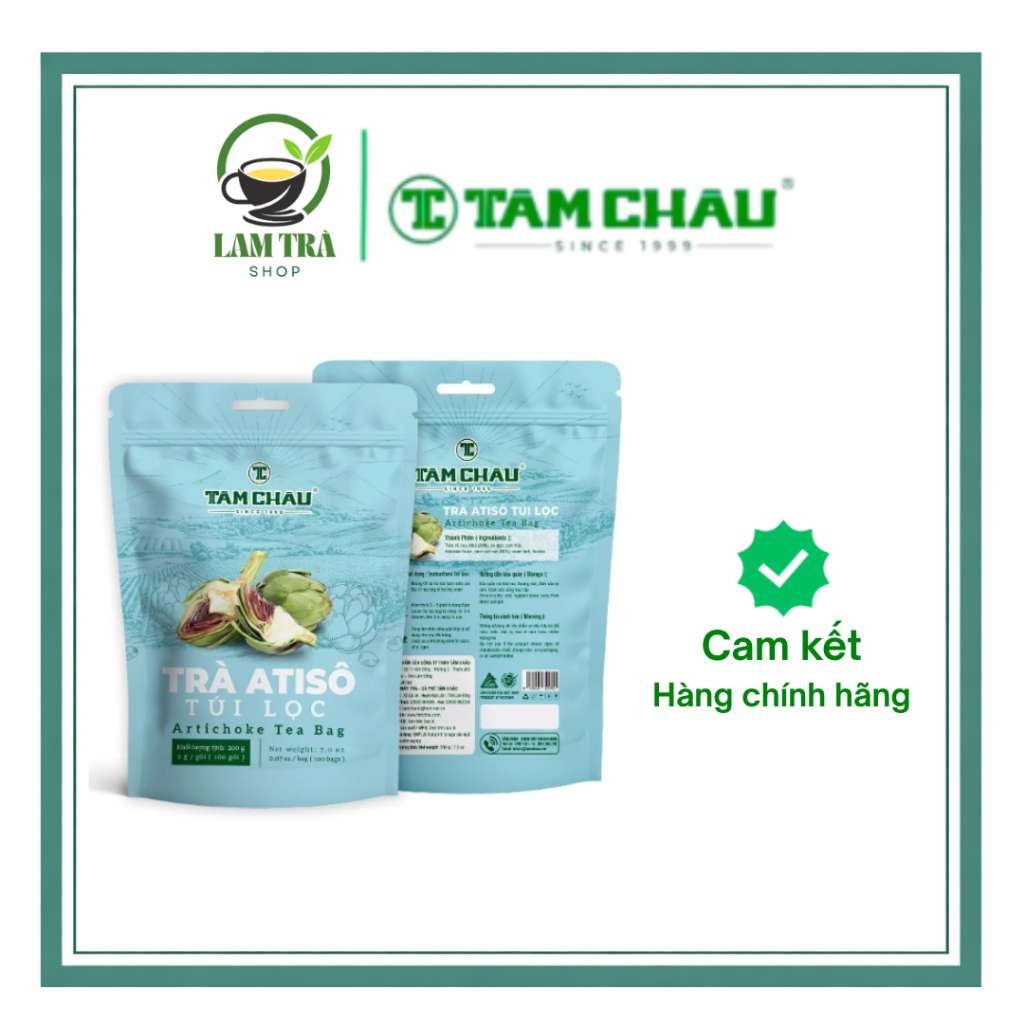 Trà Atiso TÂM CHÂU loại 200gr - 100 Túi Lọc -  trà atiso giải độc gan, túi lọc trà, trà atiso túi lọ