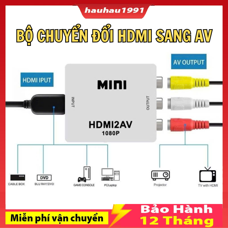 Bộ Chuyển Đổi HDMI Sang AV - Đầu chuyển HDMI Ra AV - Adapter HDMI Sang AV - HDMI to AV